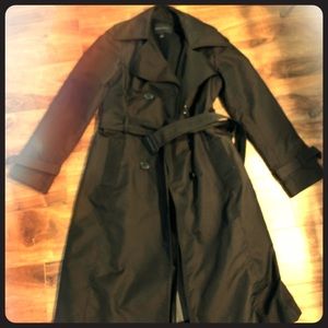 Iridescent chocolate long trench coat.